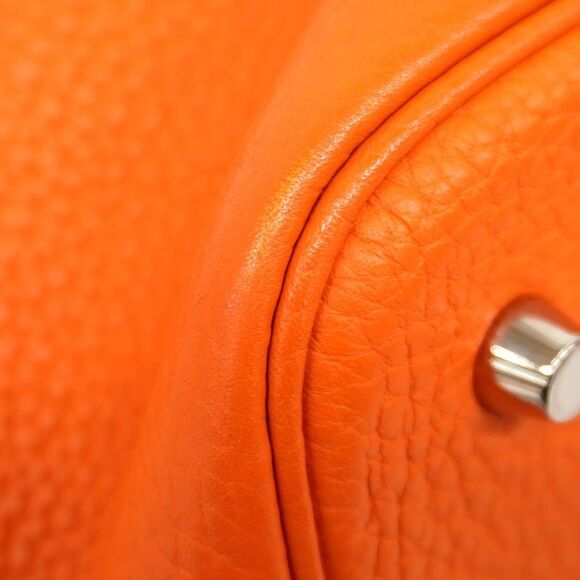 Hermes Handbag Picotin Lock MM Taurillon Clemence Orange Silver Hardware □R - Picture 6 of 8